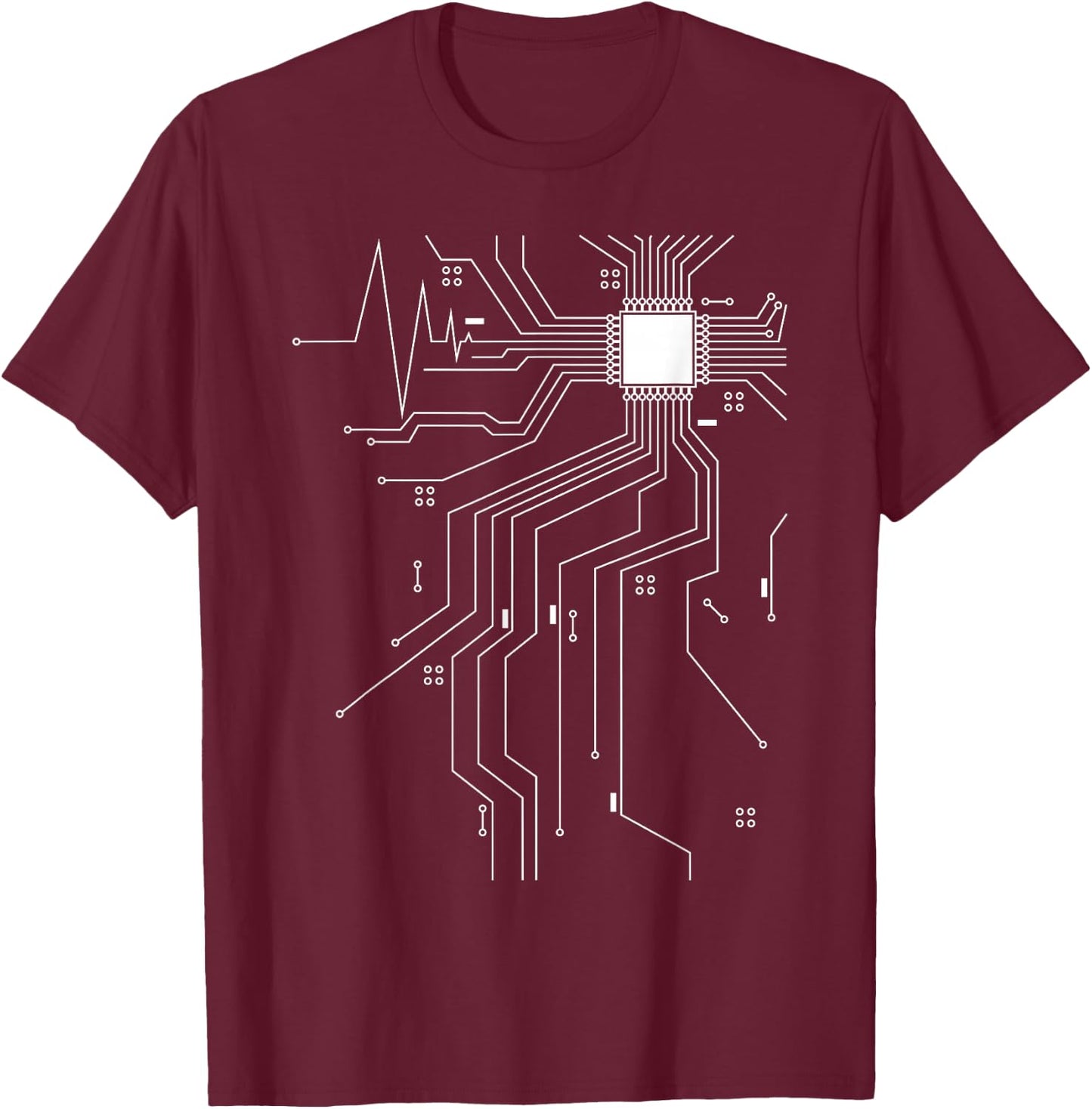 Computer Scientist Programmer CPU Heart Board Funny Nerd T-Shirt - T-Shirt | Maroon