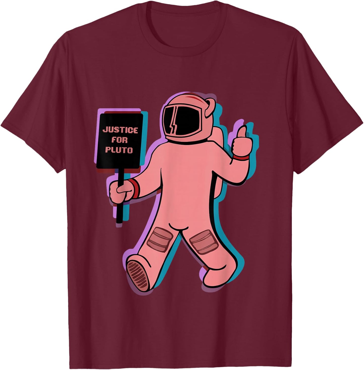 Funny Retro Space, Science Gift, Justice for Pluto T-Shirt - T-Shirt | Maroon