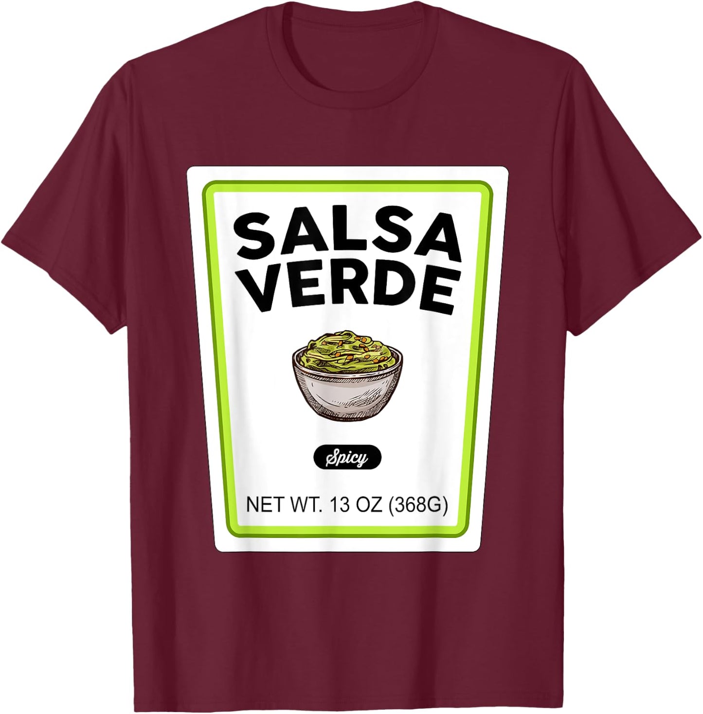 Halloween Matching Costume Salsa Verde Bottle Label T-Shirt - T-Shirt | Maroon