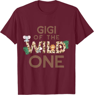 Gigi of The Wild One Animal Safari 1st Birthday Family T-Shirt - T-Shirt | Maroon