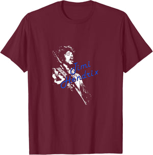 Jimi Hendrix White Silhouette T-Shirt - T-Shirt | Maroon