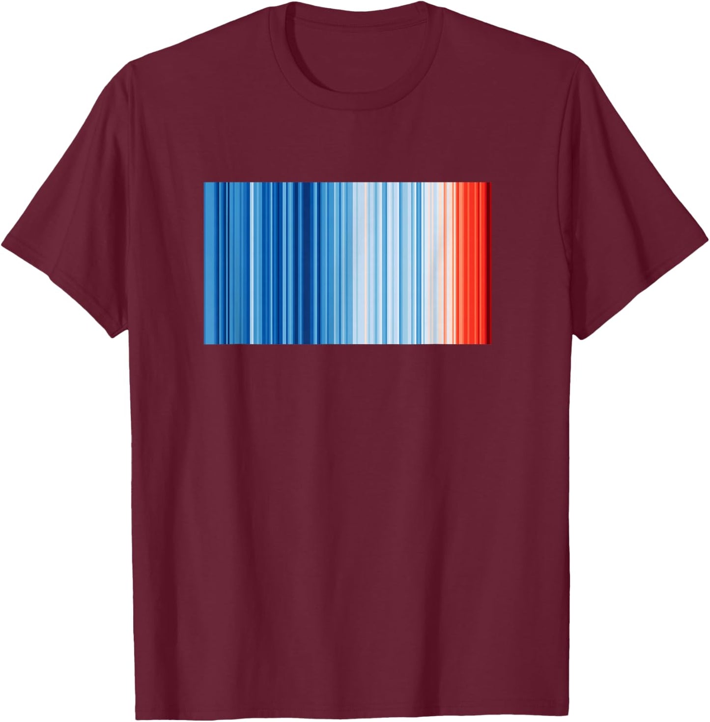 Global Warming Blue Red Stripe Pattern T-Shirt - T-Shirt | Maroon
