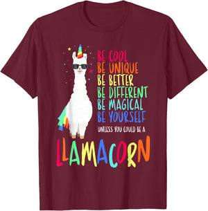 Funny Llamacorn - Funny Cute Llama Unicorn T-Shirt - T-Shirt | Maroon