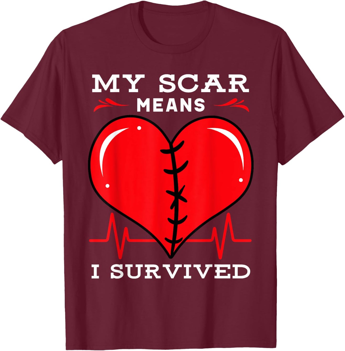 Open Heart Surgery Coronary Bypass Artery Stent Patients TR T-Shirt - T-Shirt | Maroon