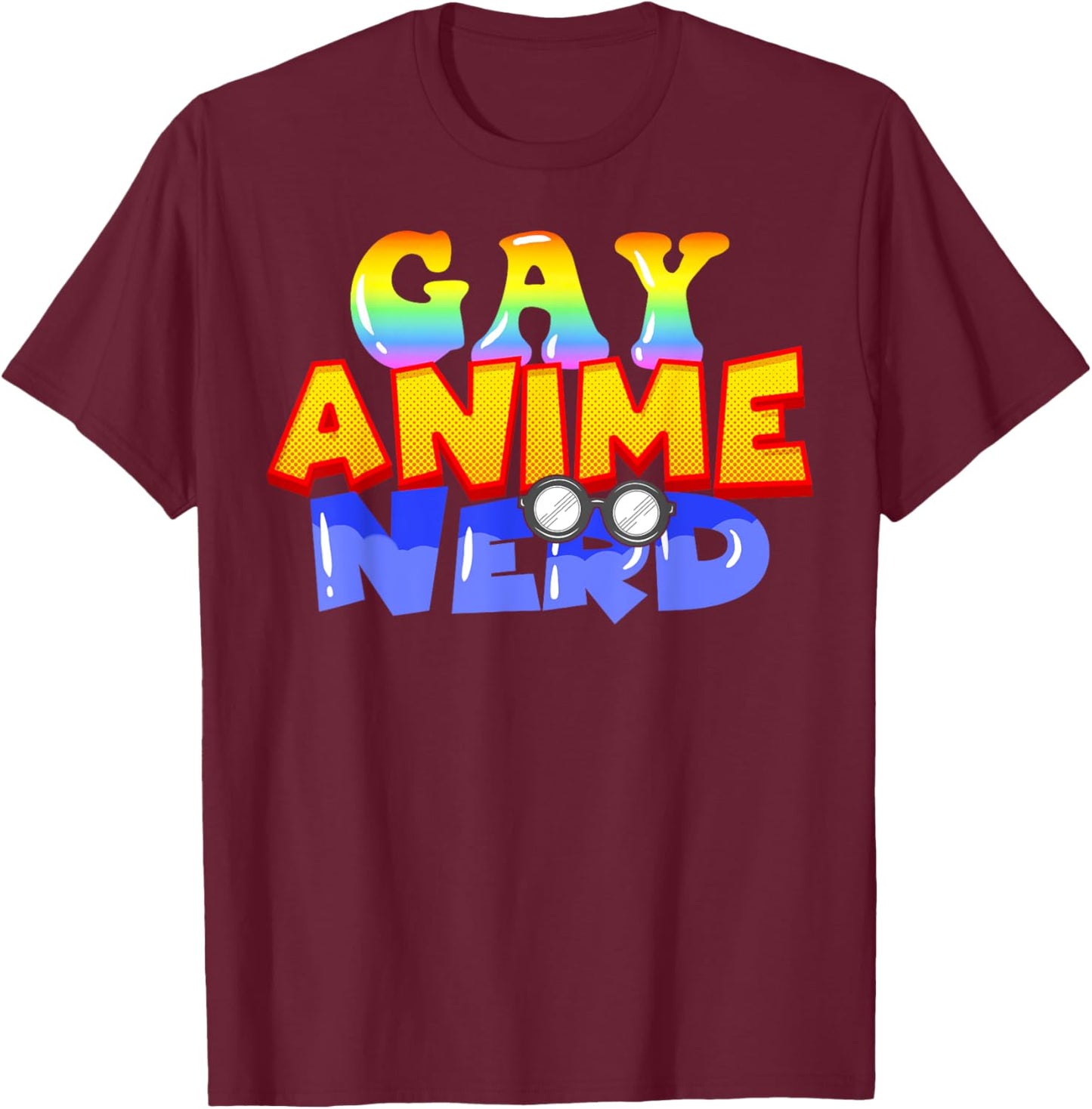 Gay Anime Nerd Funny Anime Lover Pride T-Shirt - T-Shirt | Maroon
