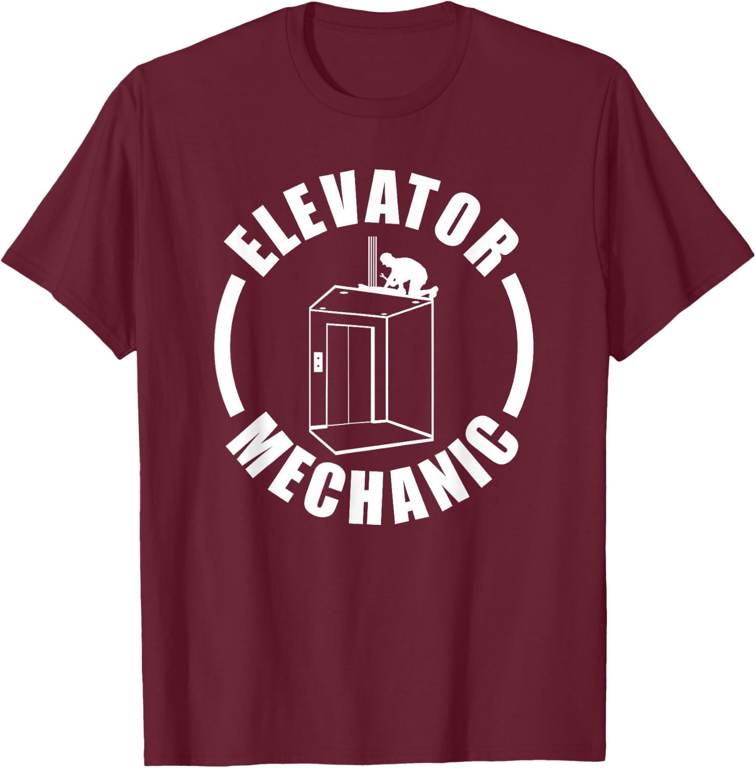 Elevator Mechanic Service Maintenance T-Shirt - T-Shirt | Maroon
