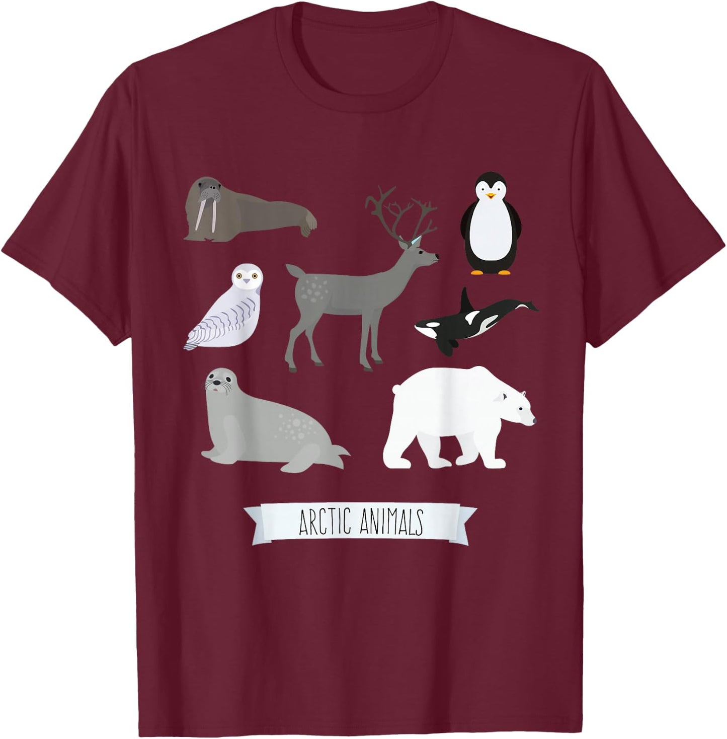 Arctic Animals Gift Walrus Penguin Polar Bear Arctic Kids T-Shirt - T-Shirt | Maroon