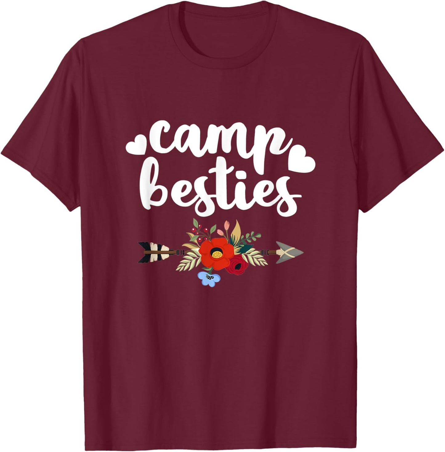 Funny Camp Besties Shirt Cute Best Friend Camper Gift Girl T-Shirt - T-Shirt | Maroon