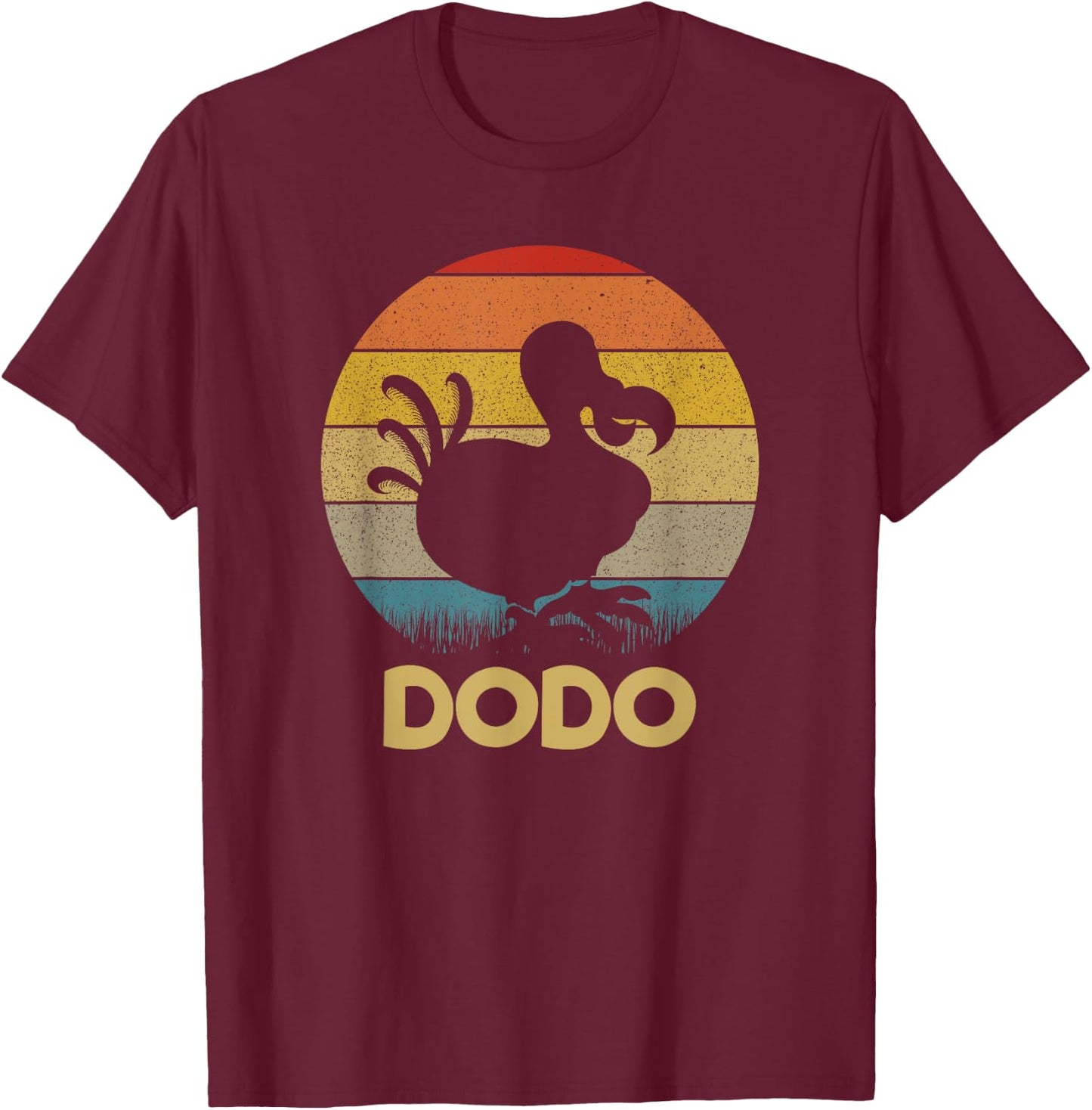 Dodo Retro Sunset Dodo Bird Silhouette Dodo Bird T-Shirt - T-Shirt | Maroon