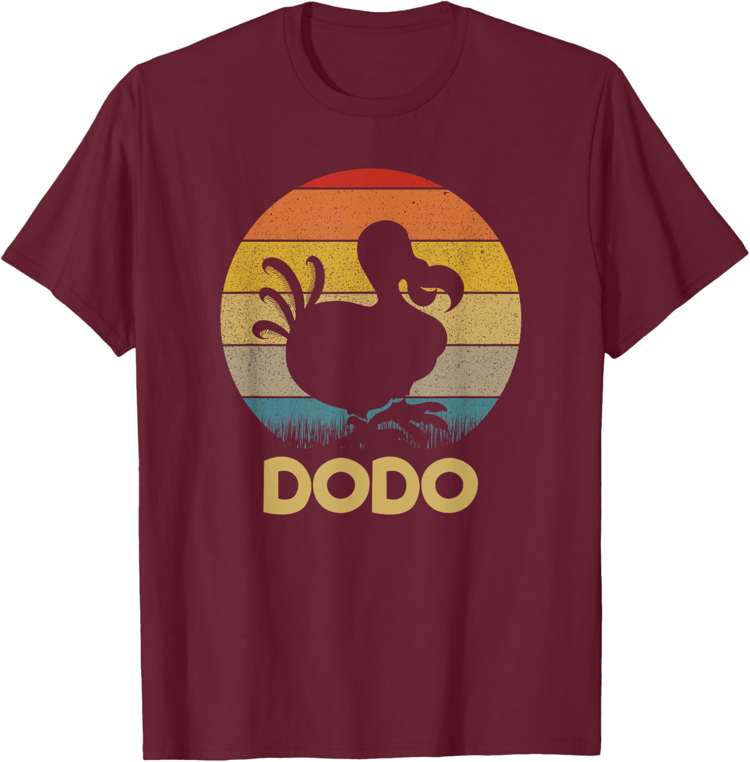 Dodo Retro Sunset Dodo Bird Silhouette Dodo Bird T-Shirt - T-Shirt | Maroon