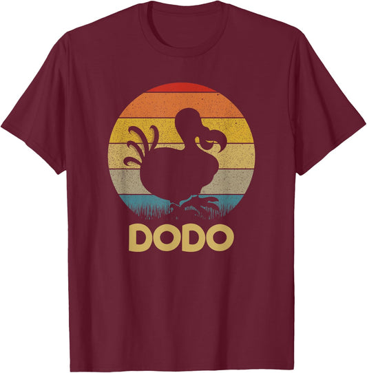 Dodo Retro Sunset Dodo Bird Silhouette Dodo Bird T-Shirt - T-Shirt | Maroon
