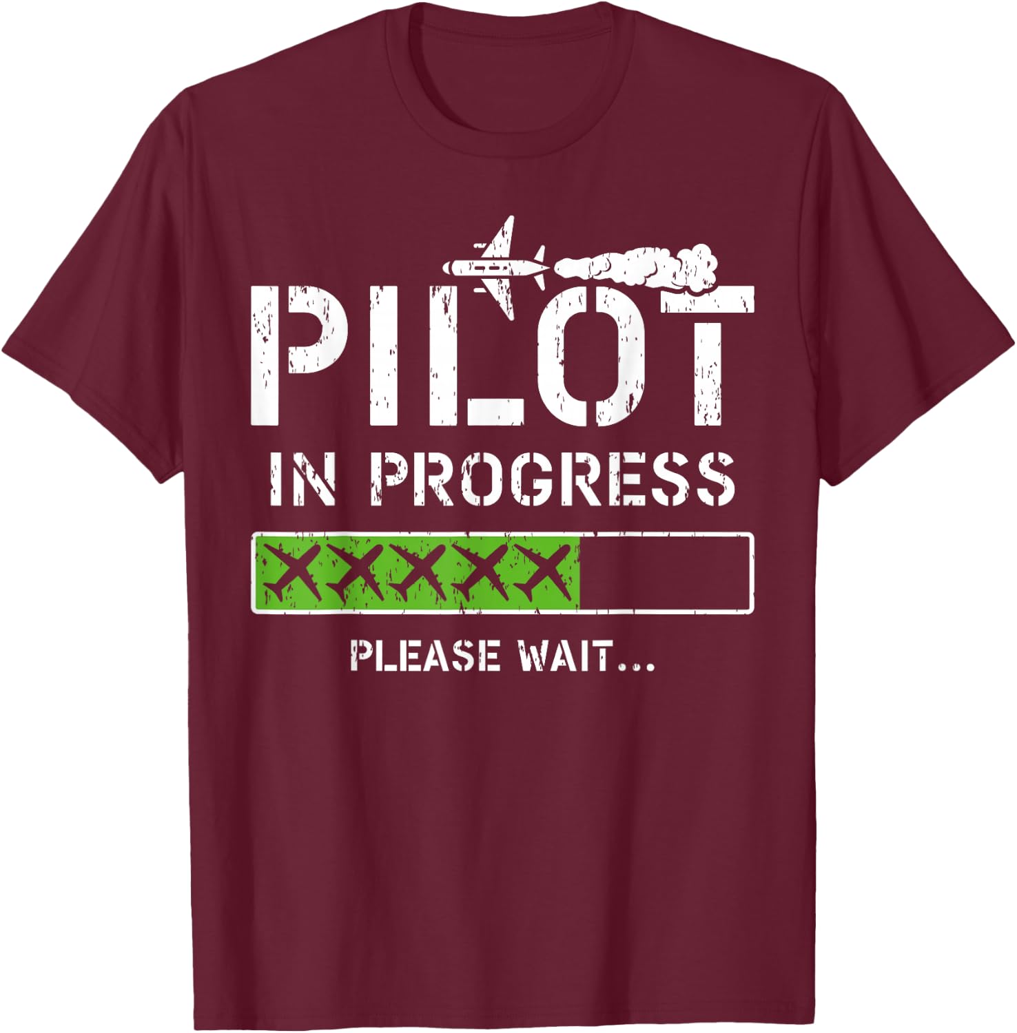 Pilot In Progress Kid Future Pilot Airplane Aviation Flying T-Shirt - T-Shirt | Maroon