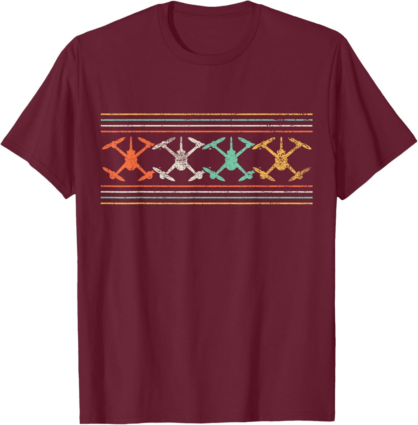 Drone Quadcopter FPV UAV Vintage T-Shirt - T-Shirt | Maroon