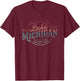 Great Lakes Shirts and - Lake Michigan, Lake Life Theme for Adults, , Short Sleeve, Black, Small T-Shirt - T-Shirt | Maroon