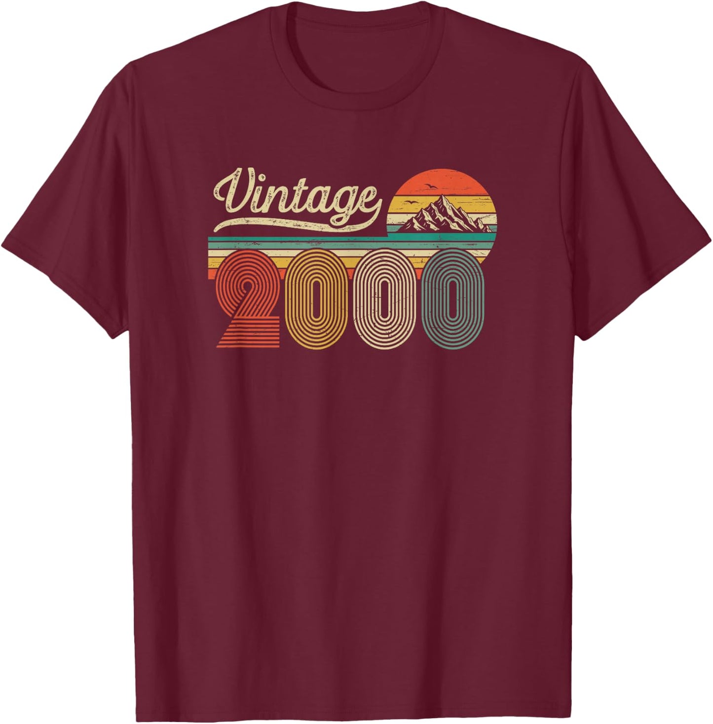 26th Birthday Man Woman - Vintage Born in 2000 Classic Retro T-Shirt - T-Shirt | Maroon