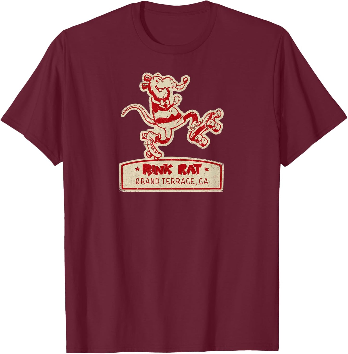 Vintage Rollerskating Rink Rat - Grand Terrace T-Shirt - T-Shirt | Maroon