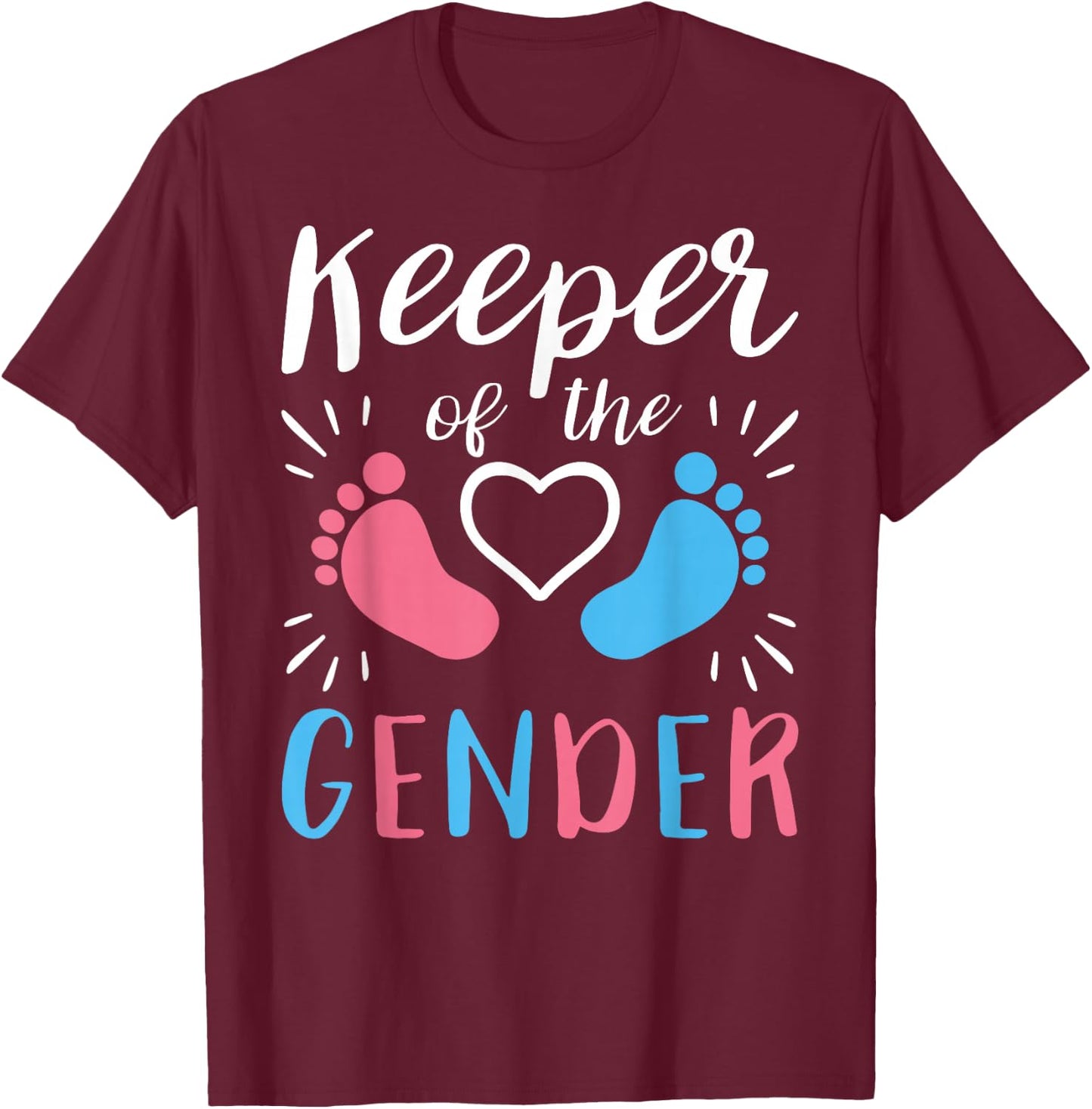 Keeper of the Gender Cute Gender Reveal Funny Pregnancy T-Shirt - T-Shirt | Maroon