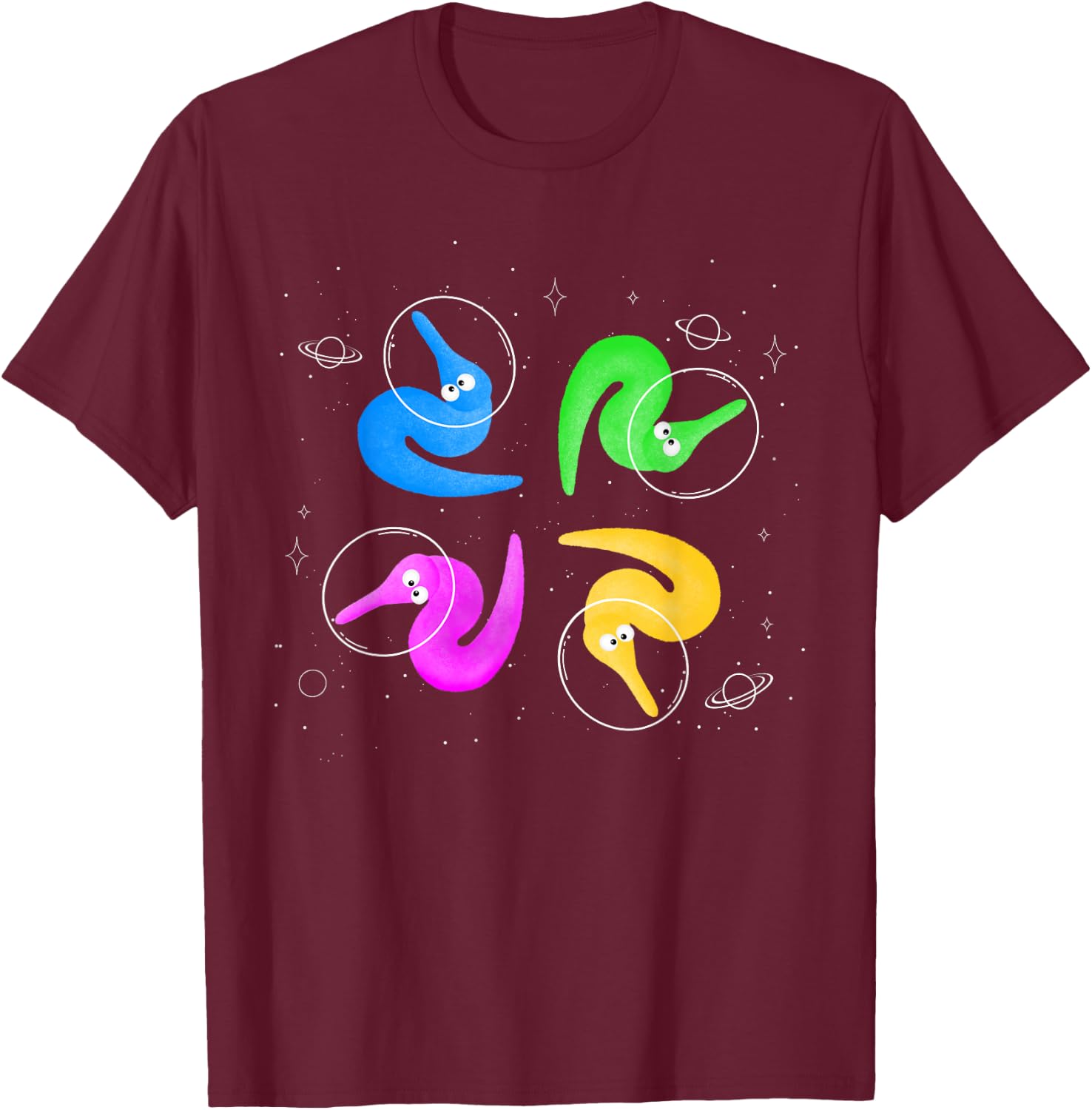 Worms on a String in The Space T-Shirt - T-Shirt | Maroon