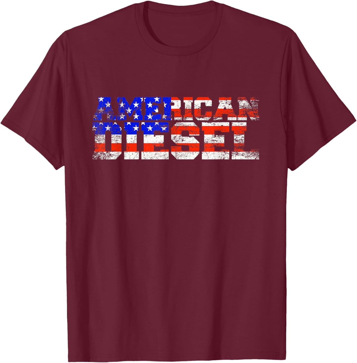 American Diesel Big Rig Trucker American Flag Diesel T-Shirt - T-Shirt | Maroon