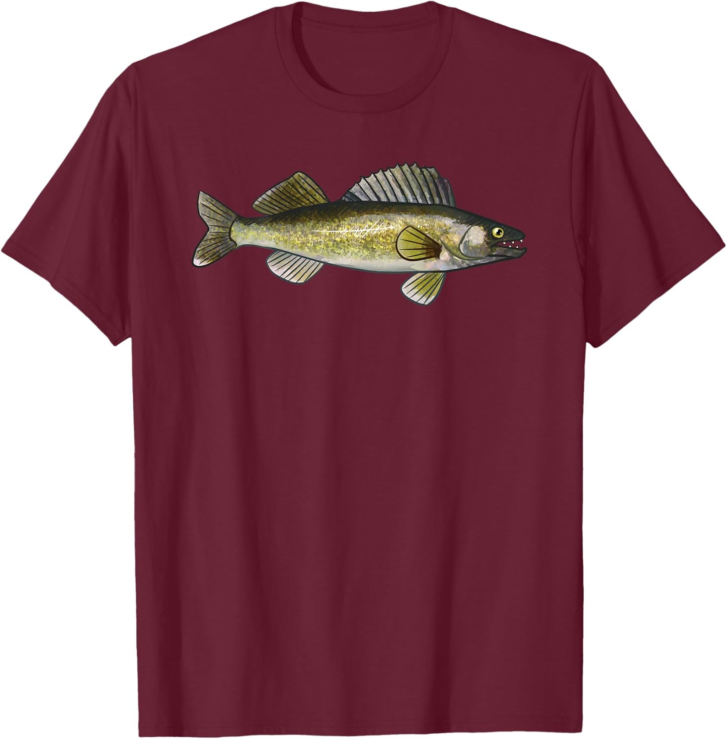 BACK PRINT Walleye Fishing | Walleye T-Shirt - T-Shirt | Maroon
