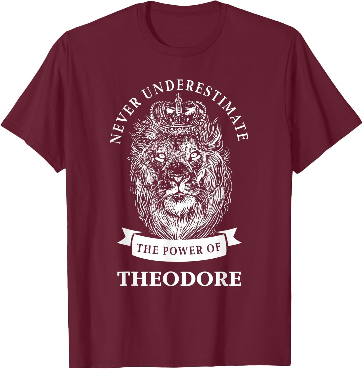 Theodore Gift Name Lion T-Shirt - T-Shirt | Maroon