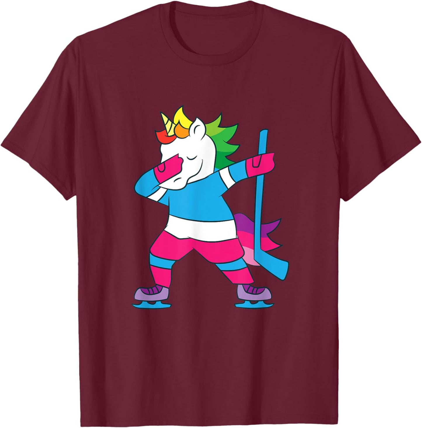 Dabbing Hockey Unicorn Ice Hockey Girls Unicorn T-Shirt - T-Shirt | Maroon