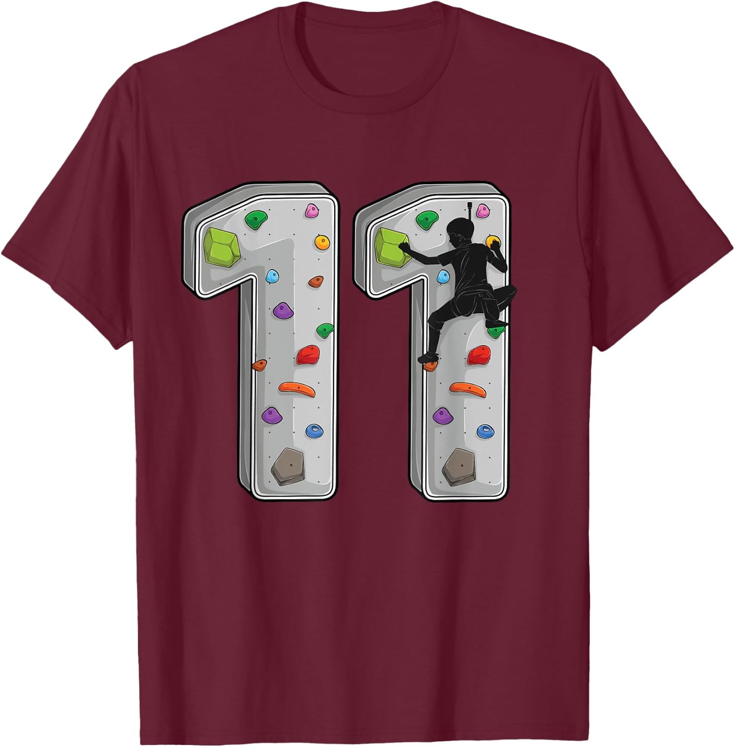 11 year old rock climbing 11th birthday Adventures Climber T-Shirt - T-Shirt | Maroon