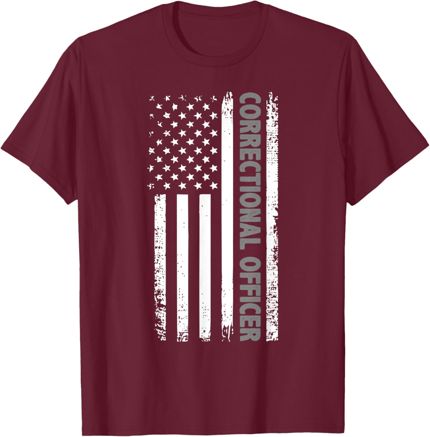 Correctional Officer American Flag T-Shirt - T-Shirt | Maroon