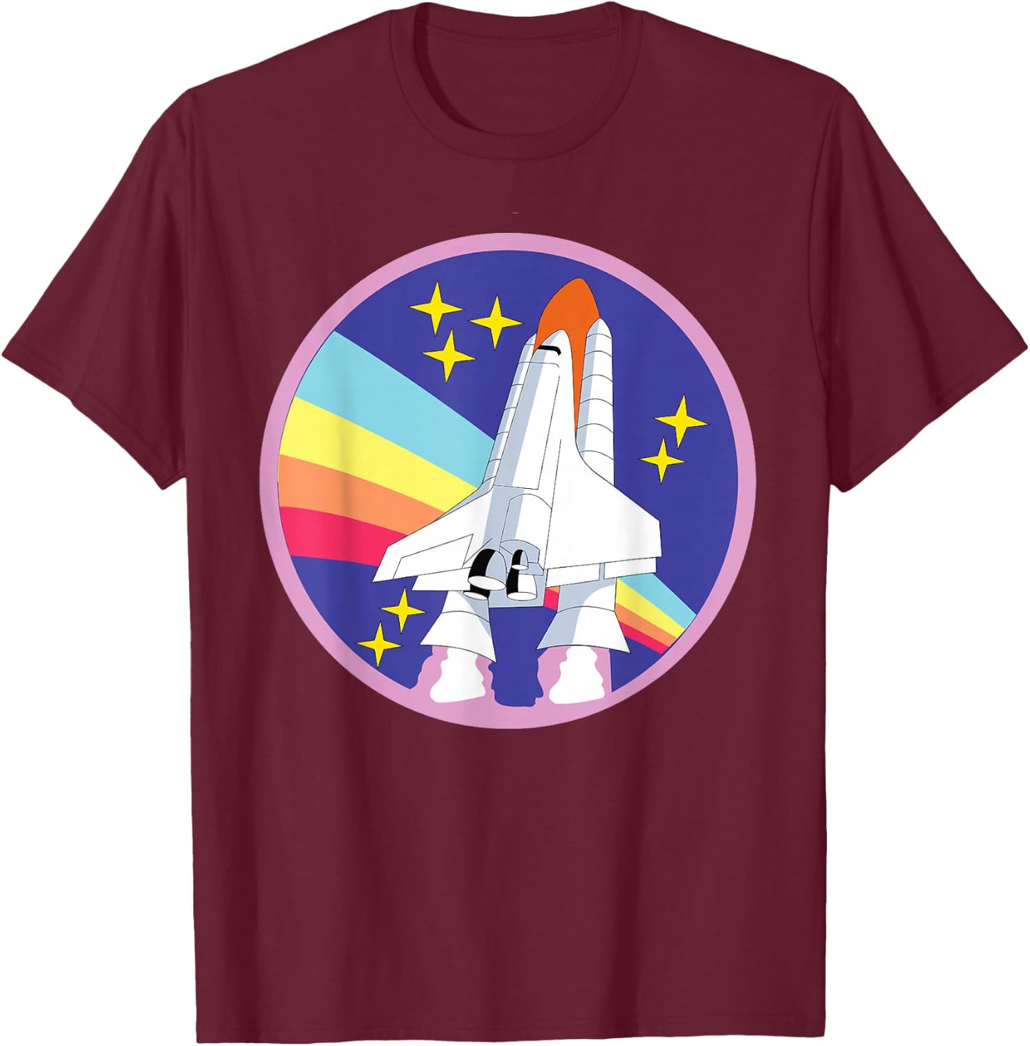 NASA Space Shuttle Purple Pink Rainbow T-Shirt - T-Shirt | Maroon