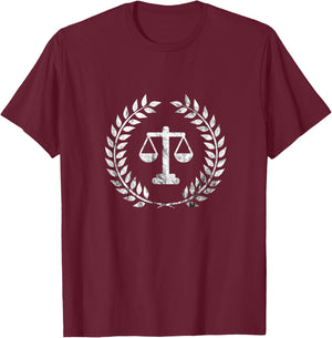 Law Vintage Scale Justice Lawyer Law Student Law School T-Shirt - T-Shirt | Maroon
