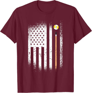 USA Snooker 9 Balls 8 Balls Billiard Players T-Shirt - T-Shirt | Maroon