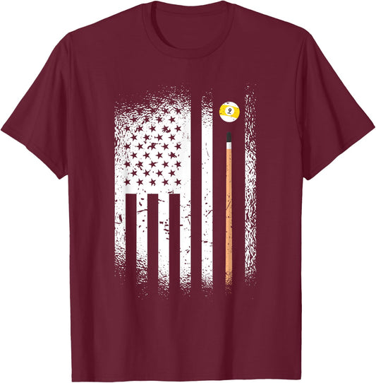 USA Snooker 9 Balls 8 Balls Billiard Players T-Shirt - T-Shirt | Maroon