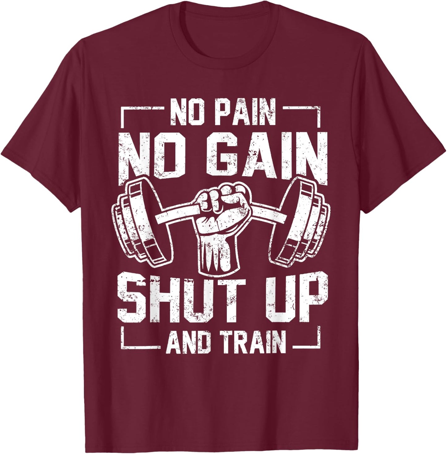 No Pain No Gain Funny Gym Workout Fitness Coach Trainer T-Shirt - T-Shirt | Maroon