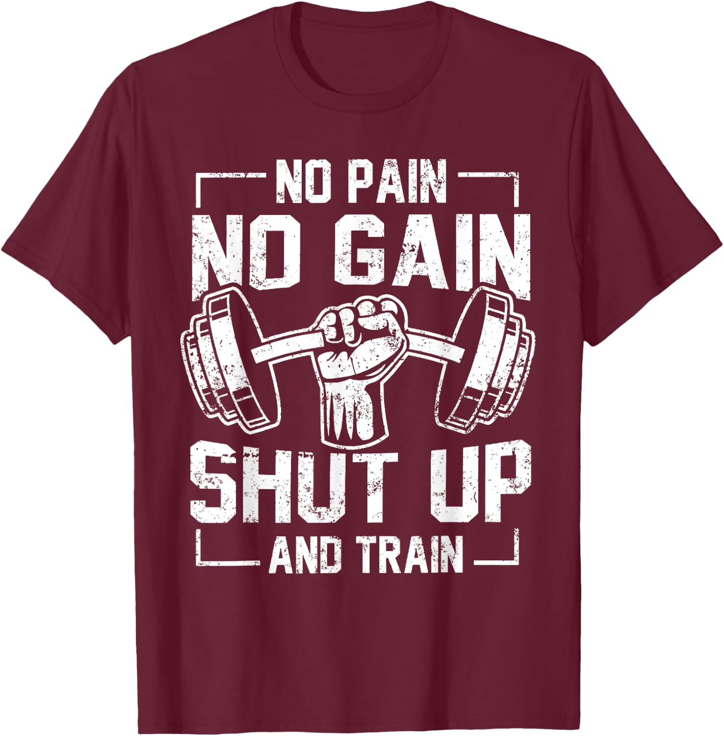 No Pain No Gain Funny Gym Workout Fitness Coach Trainer T-Shirt - T-Shirt | Maroon