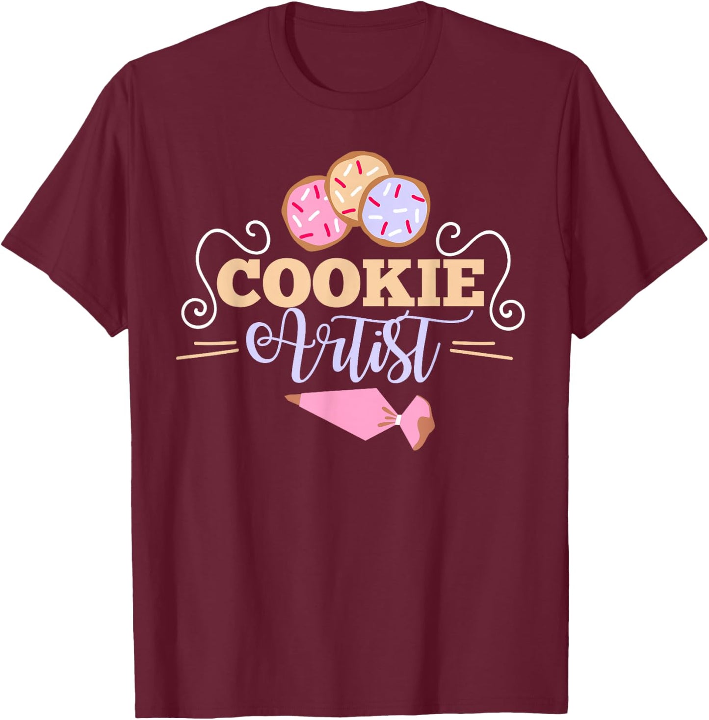 Cookie Decorator Baker Design for Cookie Cutter Fans Small T-Shirt - T-Shirt | Maroon