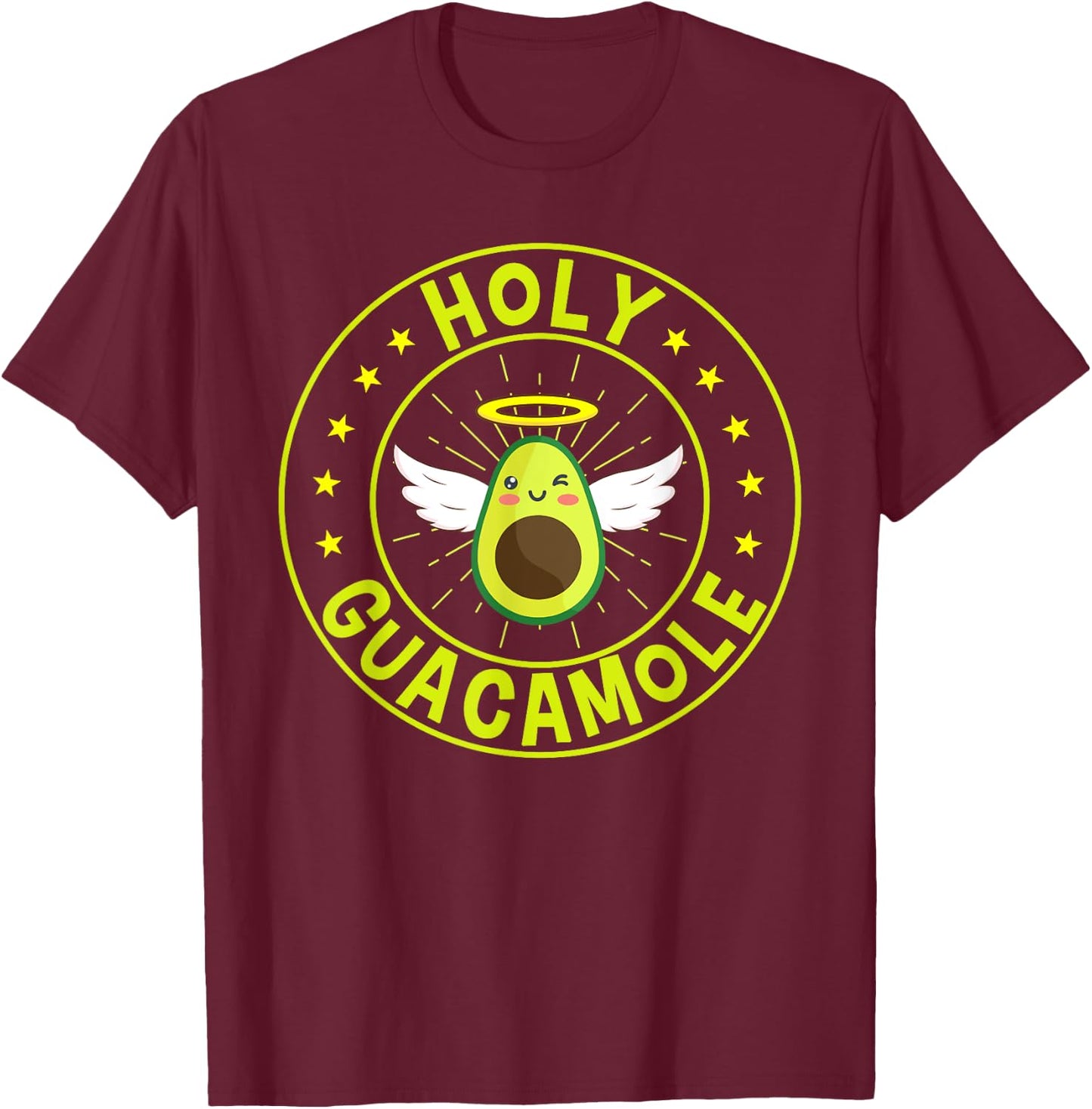 Funny Holy Guacamole Angel Mexican Food Avocado T-Shirt - T-Shirt | Maroon