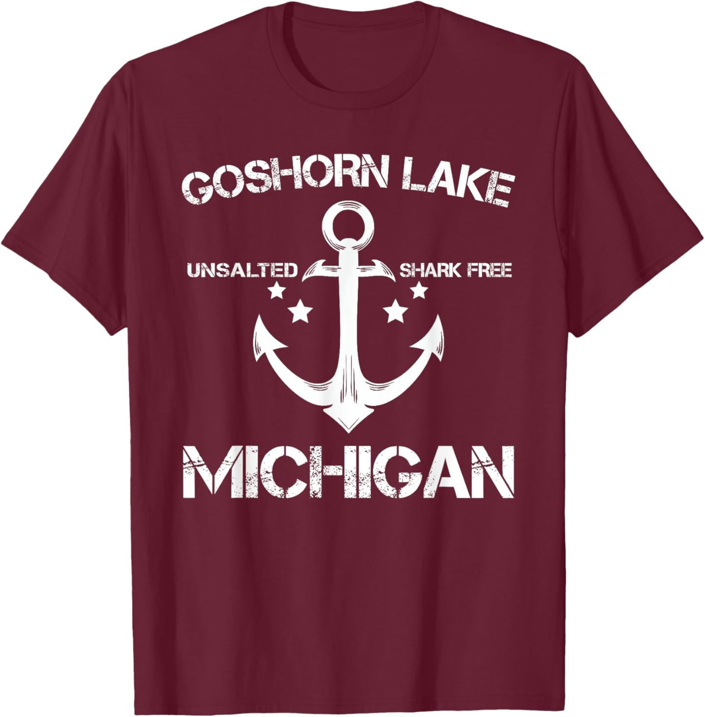 GOSHORN LAKE MICHIGAN Funny Fishing Camping Summer Gift T-Shirt - T-Shirt | Maroon