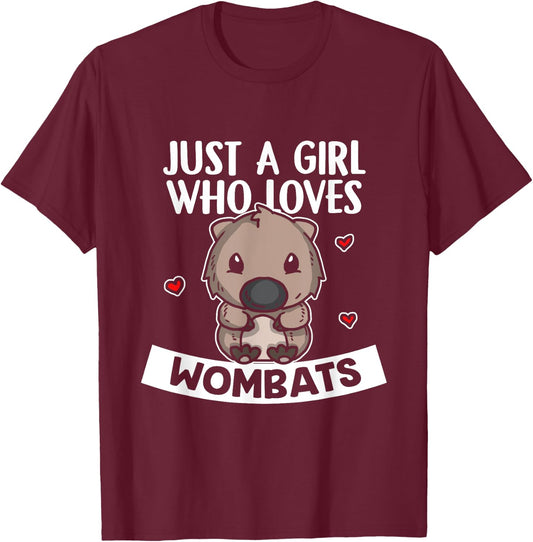 Just A Girl Who Loves Wombats Cute Wombat Costume T-Shirt - T-Shirt | Maroon