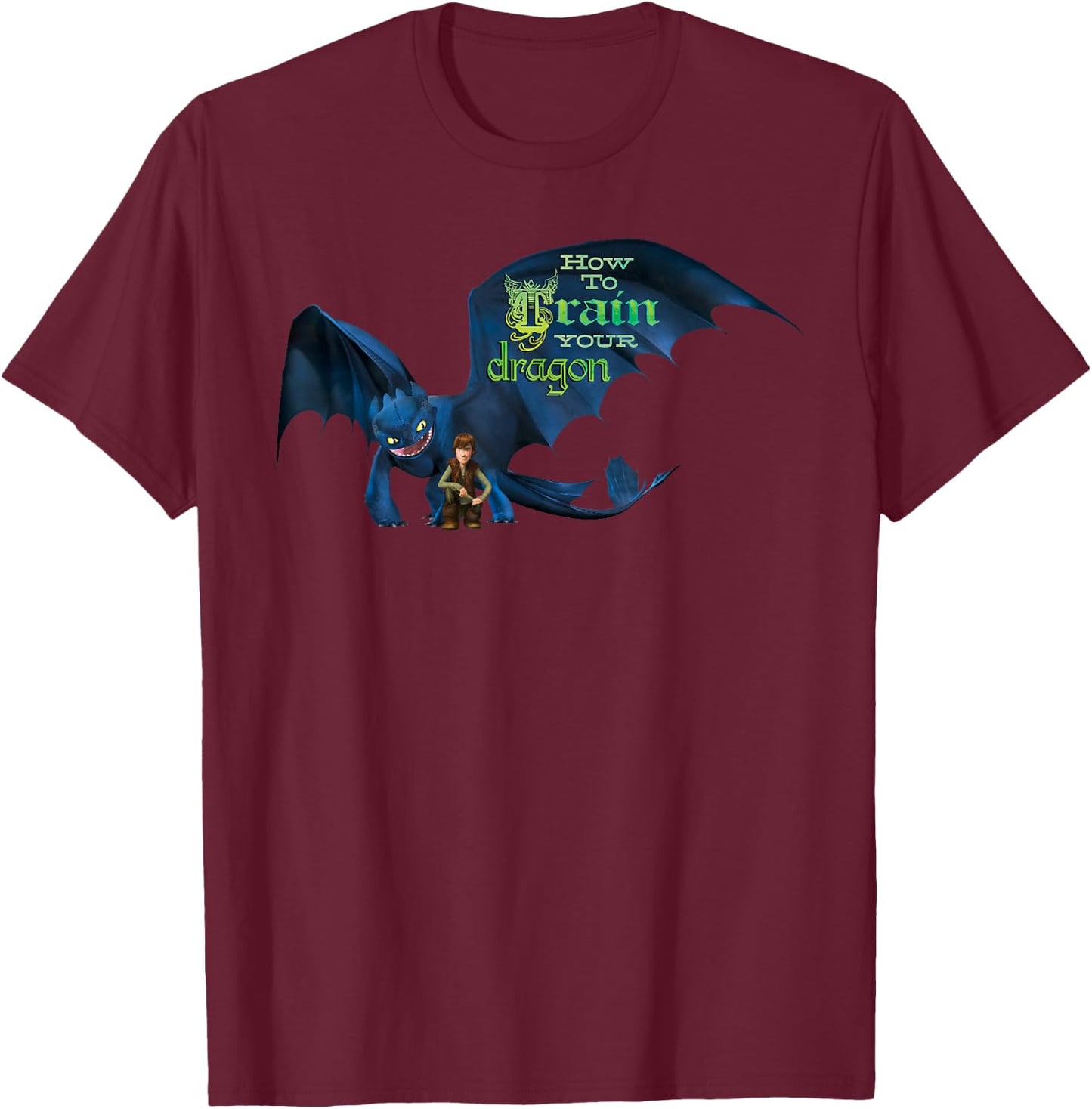 DreamWorks' Dragons: Toothless and Hiccup Title T-Shirt - T-Shirt | Maroon