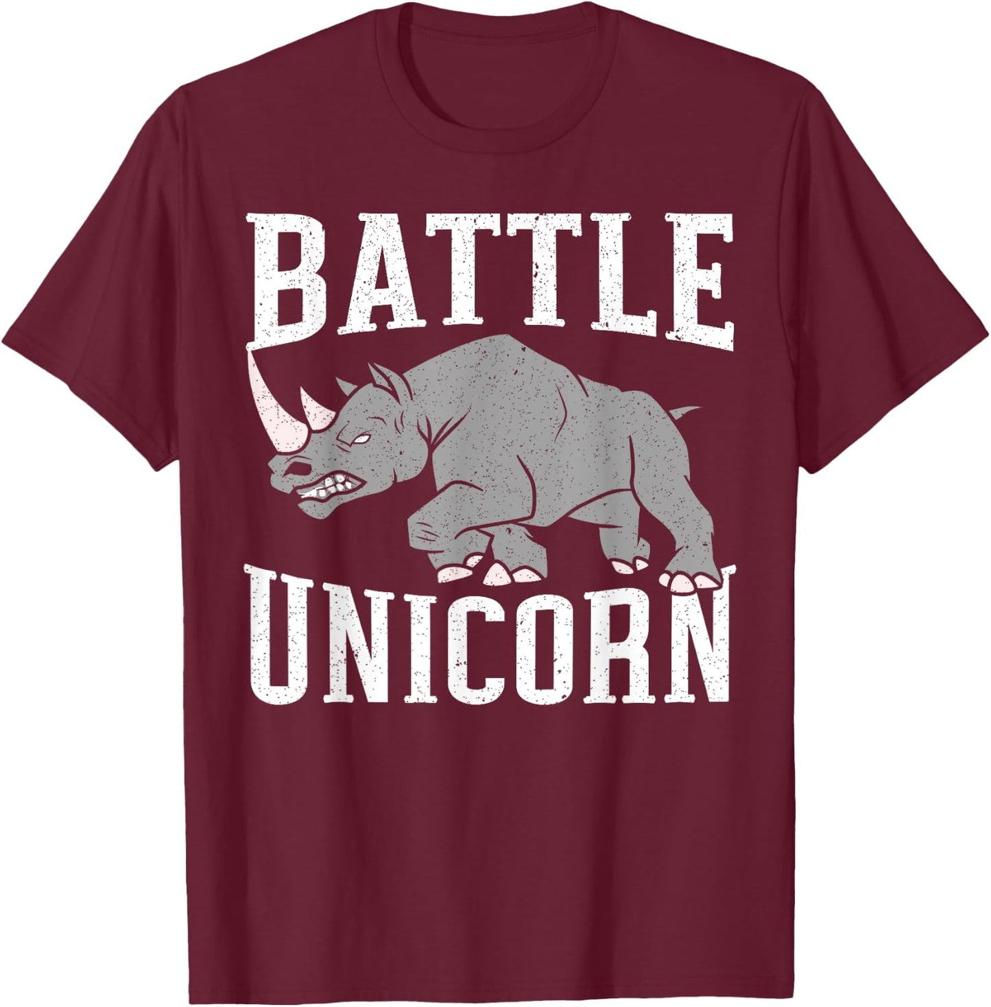 Battle Unicorn Rhinocerus Wildlife Animal Herbivore Rhino T-Shirt - T-Shirt | Maroon