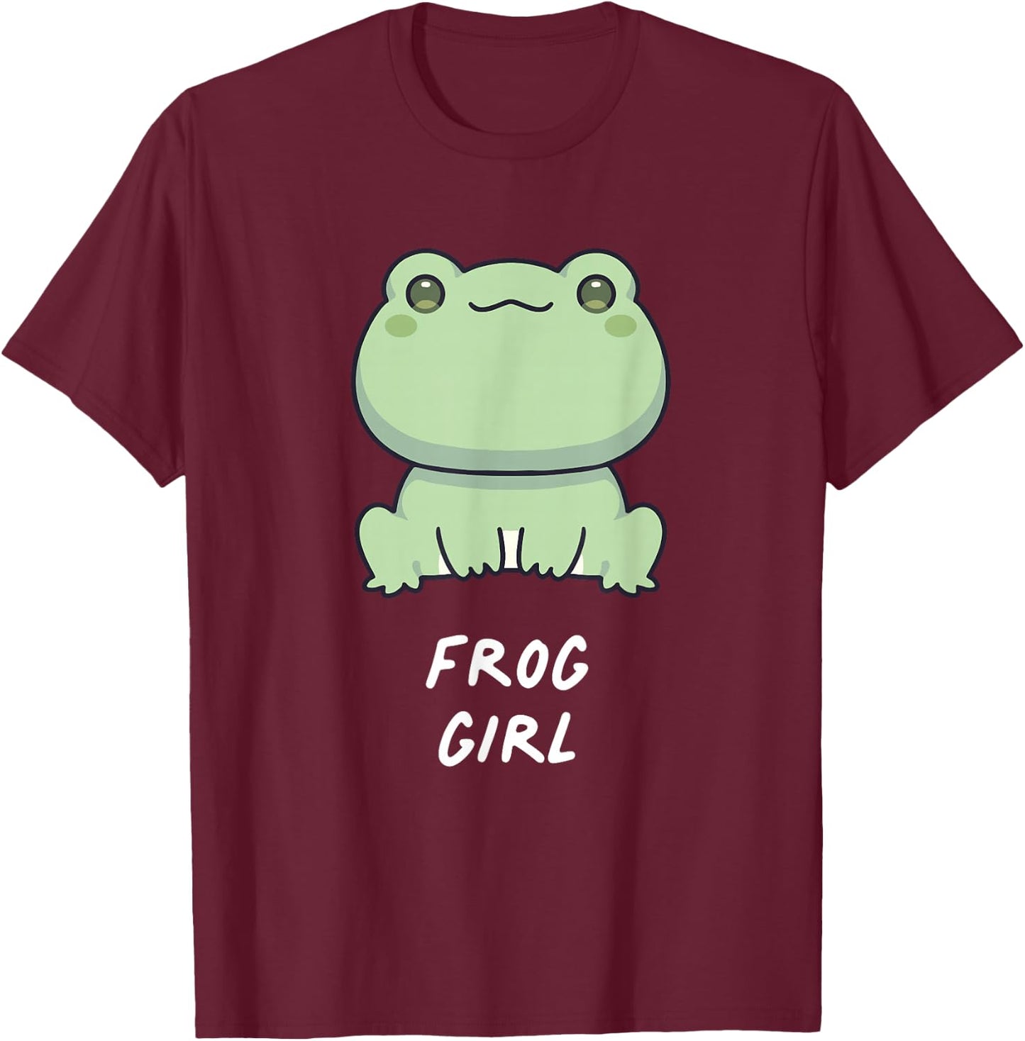 Frog Girl Cute Kawaii Anime Aesthetic Family Ambhibian Lover T-Shirt - T-Shirt | Maroon