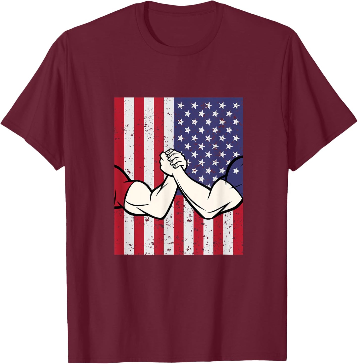 Arm Wrestling Shirt Patriotic Gifts Flag T-Shirt - T-Shirt | Maroon