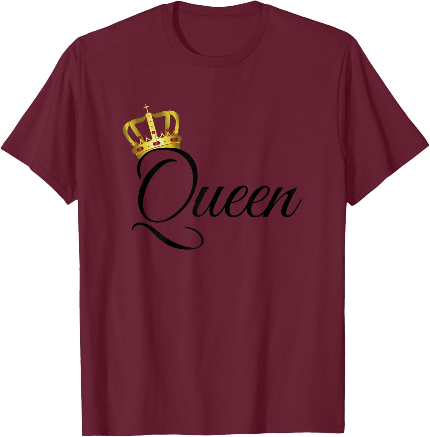 King and Queen Shirts White Matching Couple Outfits T-Shirt - T-Shirt | Maroon