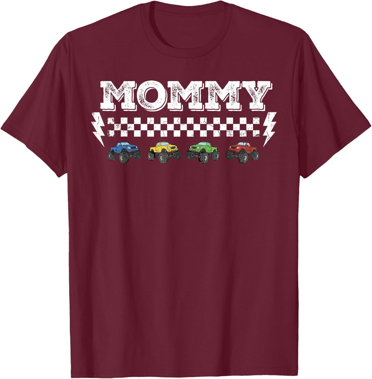 Mommy Monster Truck Matching Family Mommy Birthday Squad T-Shirt - T-Shirt | Maroon