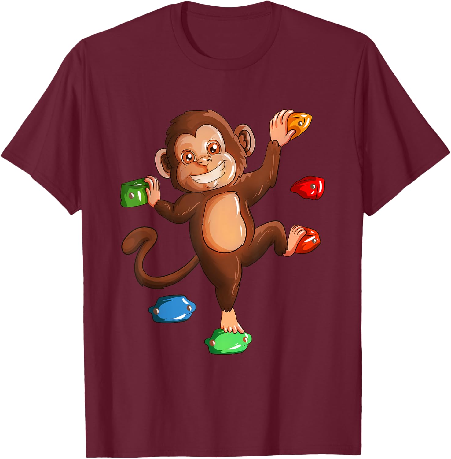 Climbing Monkey Monkey Children Climbing Forest Bouldering T-Shirt - T-Shirt | Maroon