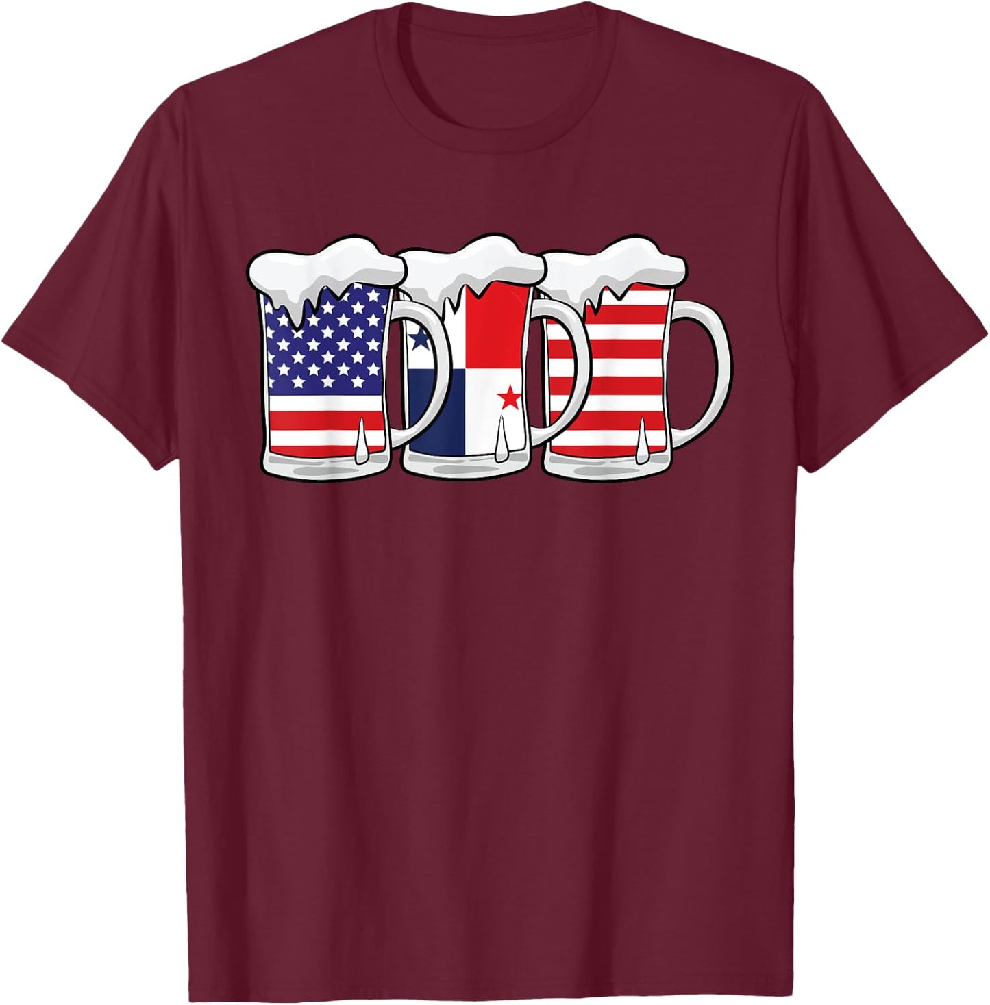 Beer USA Panama USA Panama Flag T-Shirt - T-Shirt | Maroon