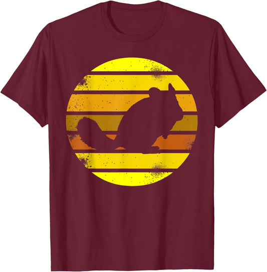 Retro Style Chinchilla Silhouette Vintage T-Shirt - T-Shirt | Maroon