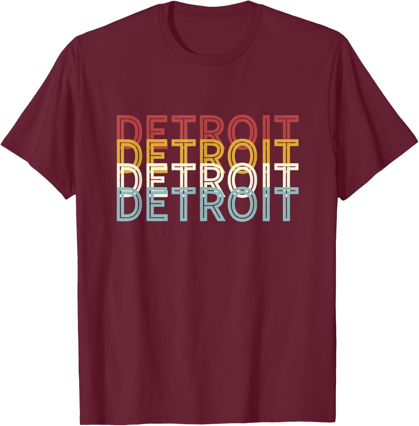 US American City 70's Retro USA - Vintage Detroit T-Shirt - T-Shirt | Maroon