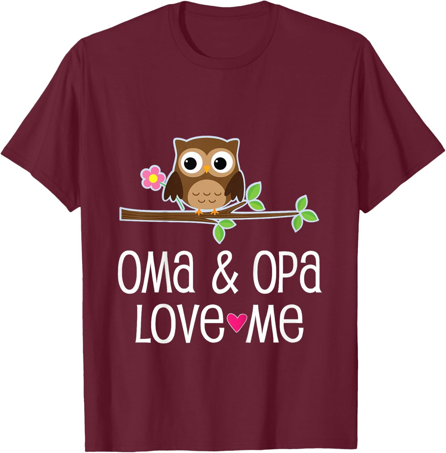 Kids Oma and Opa Love Me Granddaughter Owl T-Shirt - T-Shirt | Maroon