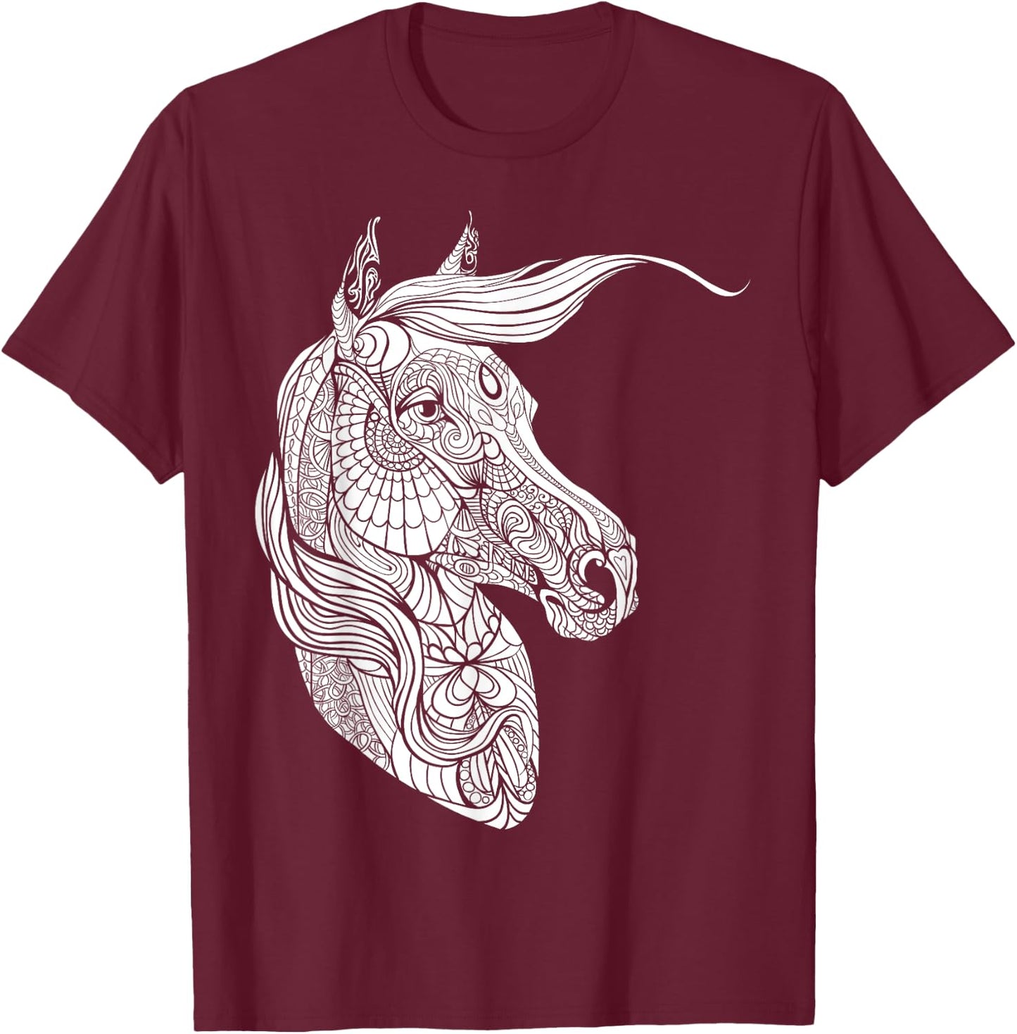 Cute horse to paint and colour for children T-Shirt - T-Shirt | Maroon
